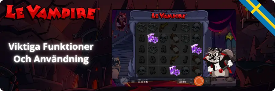 Spelplanen i Le Vampire med FS-scatters och tvättbjörnen som vampyr